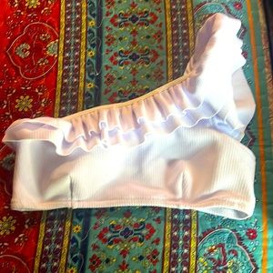 Woman’s one shoulder ruffle swim top